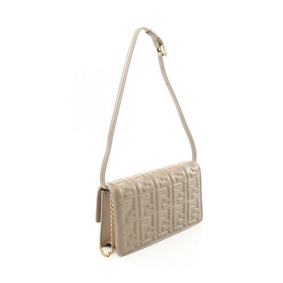 Fendi Leather Bag Zucca Beige Shoulder Baguette - Picture 1 of 4